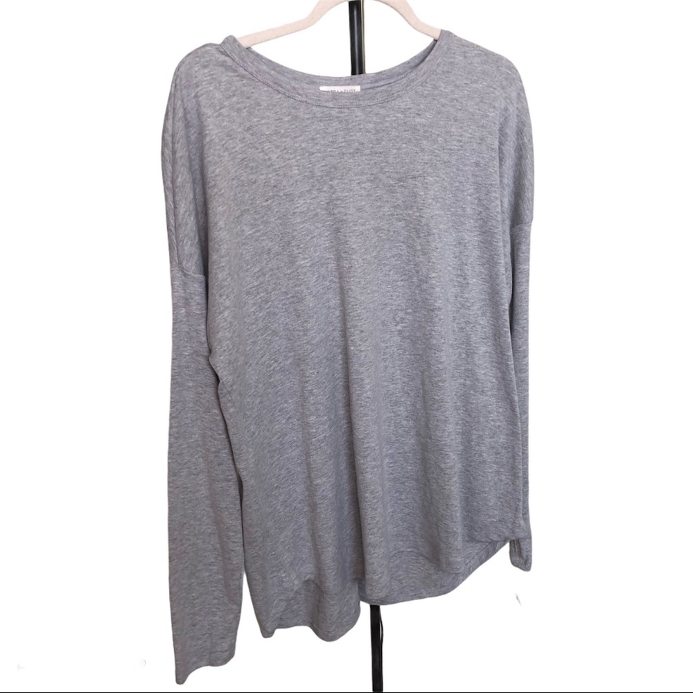 Gray long sleeve drop shoulder top 2X